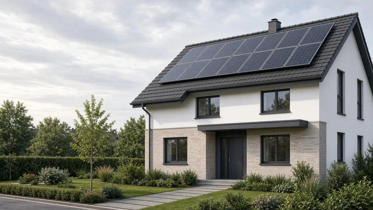 Einfamilienhaus mit Photovoltaikanlage auf dem Dach